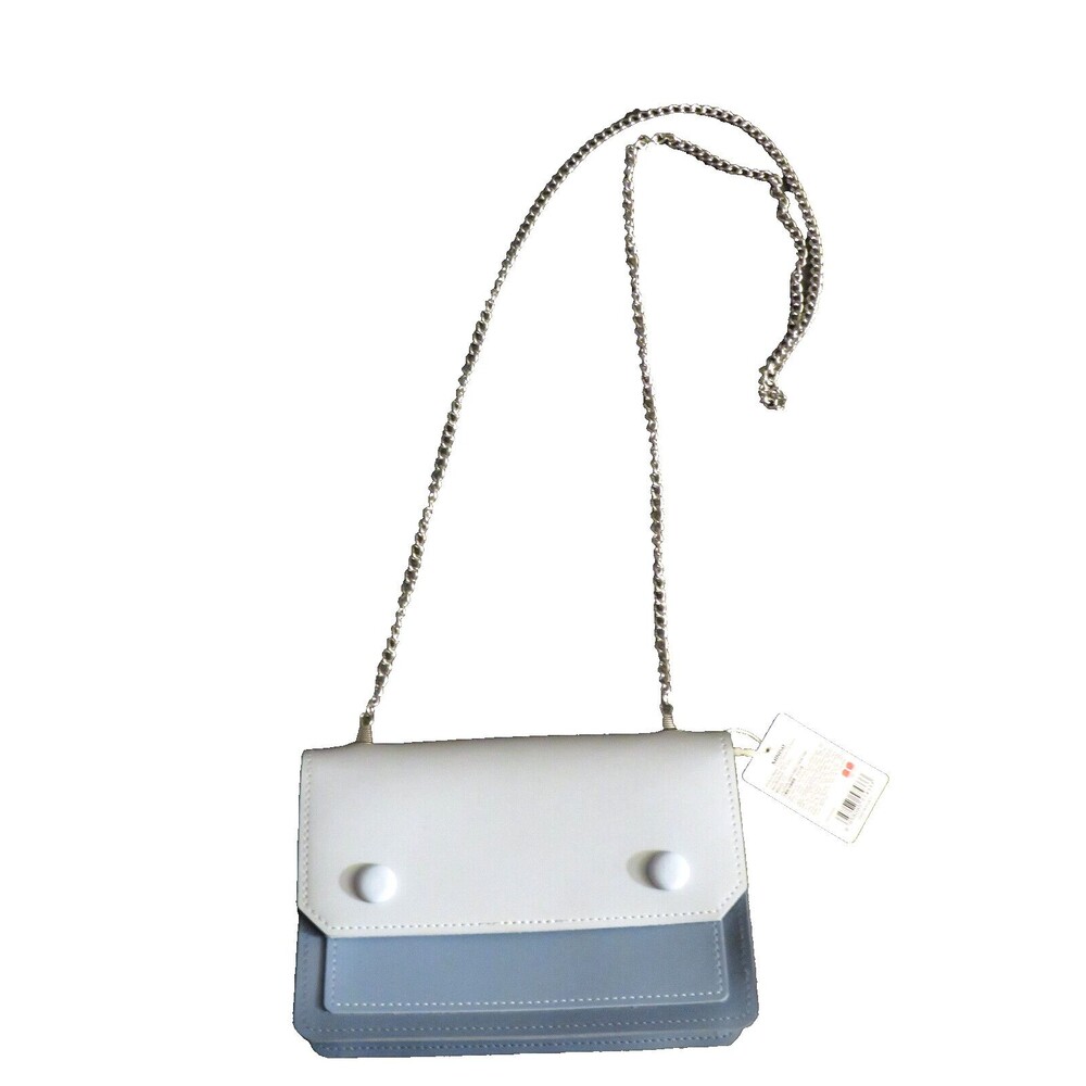 Miniso Blue Small Faux Leather Crossbody Chain Strap Shoulder Bag Purse